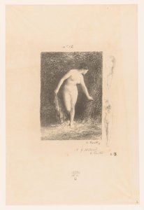 Diana ontkleedt zich om te baden Diana Gedichten van André Chénier (tytuł serii) Ilustracje do wierszy André Chéniera (tytuł serii) autorstwa Ignace Henri Jean Fantin Latour