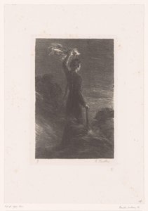 Izolda daje Tristanowi uzgodniony sygnał Tristan i Izolda. Akt II. Tańcz sygnałowy w nocy Życie i twórczość Richarda Wagnera (tytuł serii) autorstwa Ignace Henri Jean Fantin Latour