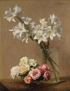Róże i Lilie, 1888. autorstwa Ignace Henri Jean Fantin Latour