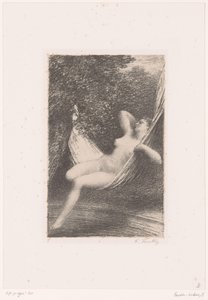 Sara kołysze się nago w hamaku nad wodą Sara la Baigneuse Życie i twórczość Hectora Berlioza (tytuł serii) autorstwa Ignace Henri Jean Fantin Latour