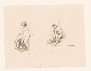 Arkusz do nauki z dwiema nagimi kobietami autorstwa Ignace Henri Jean Fantin Latour
