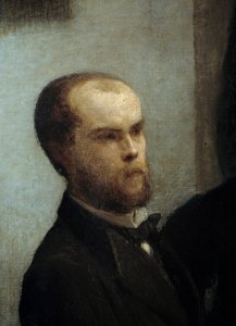 Narożnik stołu, detal. Portret poety Paula Verlaine