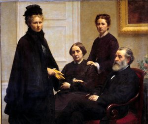 Rodzina Dubourgów państwo Dubourg i ich córki: Victoria, żona artysty i Charlotte reprezentowani w żałobie. Obraz Henri Fantina Latoura (Fantin-Latour autorstwa Ignace Henri Jean Fantin Latour