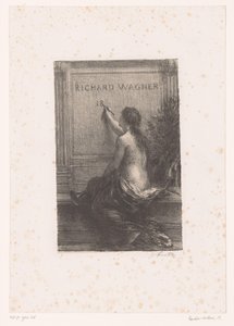 Druk tytułowy dla: Richard Wagner, sa vie et ses œuvres Richard Wagner (tytuł na obiekcie) Nieśmiertelność Życie i twórczość Richarda Wagnera (tytuł serii) autorstwa Ignace Henri Jean Fantin Latour