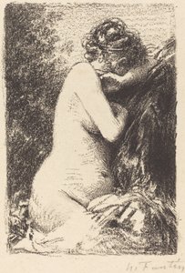 Weeper: studium nagiej kobiety siedzącej z profilem po prawej stronie autorstwa Ignace Henri Jean Fantin Latour