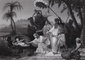 Znalezienie Mojżesza (rycina) autorstwa Henri Frederic (after) Schopin