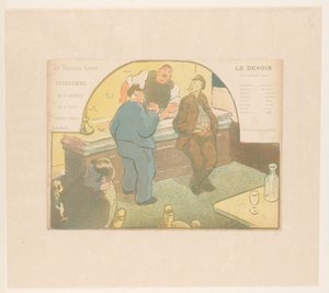 Czterech mężczyzn w bistro Le Devoir (tytuł na obiekcie) Spektakle Théâtre Libre (tytuł serii) Les Programs du Théâtre Libre (tytuł serii) autorstwa Henri Gabriel Ibels