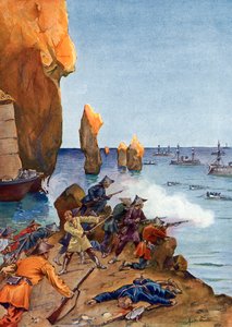 Kolonizacja Tonkin: „” Francuski admirał Amedee Courbet prowadzący swoją flotę w zatoce (Ha Long) w sierpniu 1883 r., Wietnam” (Kampania Tonkin: admirał Amedee Courbet w zatoce w lipcu - sierpniu 1883 r. ze znacznymi posiłkami morskimi dalej st