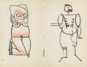 Przyczajona kobieta i stojący mężczyzna autorstwa Henri Gaudier-Brzeska