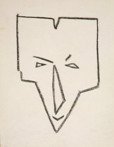 Głowa maski etnicznej (czarna kreda na papierze) autorstwa Henri Gaudier Brzeska