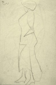 Promenader z boku (czarna kreda na papierze) autorstwa Henri Gaudier Brzeska