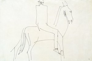 Jeździec w Rotton Row, 1913 (pióro i atrament na papierze) autorstwa Henri Gaudier Brzeska