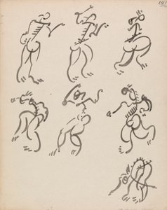 Siedem tańczących postaci w trzech rejestrach autorstwa Henri Gaudier Brzeska
