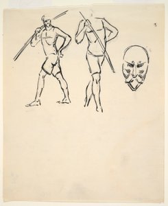 Arkusz szkiców [Dwie postacie i stylizowana głowa] autorstwa Henri Gaudier Brzeska