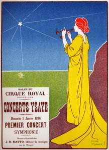 Muzyka. Koncerty Ysaye w Brukseli. Plakat H. Meunier, Belgia autorstwa Henri Georges Jean Isidore Meunier