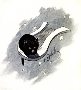 Le Chat Noir, paryski kabaret, ok. 1900 (ilustracja) autorstwa Henri Gerbault
