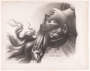 Głowa młodej kobiety ciągnięta za włosy Etude dessinée d