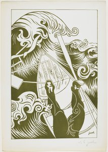 La Vague (Fala) 1894 (litografia wykonana oliwkowozielonym tuszem)