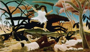 Wojna lub jazda na niezgodę Malarstwo Henri Rousseau dit le Douanier Rousseau (1844-1910). 1894. Słońce 114x195 Paryż, Musee d