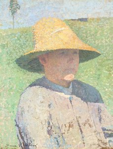 Portret młodego chłopca w słomkowym kapeluszu 1890 (olej na płótnie)