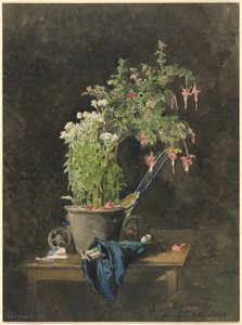 Doniczkowa fuksja z zabawkami dla dzieci autorstwa Henri Joseph Harpignies