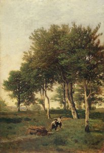 Pejzaż z dwoma chłopcami niosącymi drewno na opał, 1894
