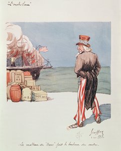 Karykatura Wuja Sama w czasie I wojny światowej, 1915 (kolorowa lito)