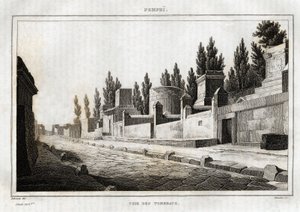 Droga do grobowców, w Pompejach, rycina Labrouste, w „Malowniczych Włoszech”, redaktor Amable Coste, Paryż autorstwa Henri Labrouste
