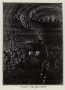 Wykonanie tunelu Simplon (litografia)