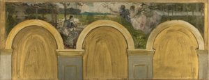 Szkic na Salon des Sciences w paryskim ratuszu: Koronacja nauki, między 1888 a 1892 (olej na płótnie, kwadrat)