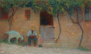 Chłop poza swoim domem w Labastide-du-Vert; Chłop przed swoim domem w Labastide-du-Vert, ok.1910 autorstwa Henri Martin