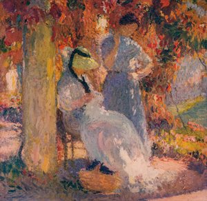 Scena szycia pod pergolą w Marquayrol, 1902, c1932 autorstwa Henri Martin