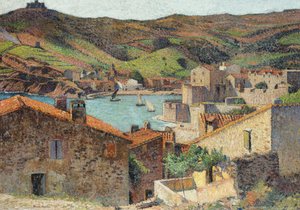 Wioska Collioure z widokiem na port,