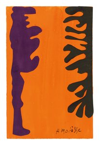 Czarne i fioletowe arabeski na pomarańczowym tle autorstwa Henri Matisse