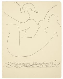 Studium (Leda i łabędź) (czarna kredka Conté na papierze) autorstwa Henri Matisse
