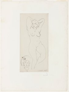 Akt kobiecy z uniesionymi ramionami i głową kobiety autorstwa Henri Matisse