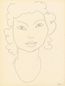 Głowa, kręcone włosy (kredka na papierze) autorstwa Henri Matisse