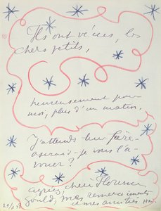 List malarza do Florence Gould (ur. 1895), 29 lipca 1948 (pióro i kredka na papierze) autorstwa Henri Matisse