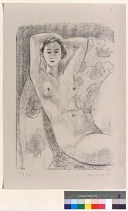 Siedzący akt w fotelu o kwiecistym wystroju autorstwa Henri Matisse