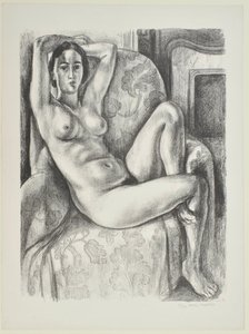Akt z niebieską poduszką obok kominka autorstwa Henri Matisse