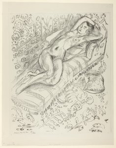 Akt odpoczywający na szezlongu z tłem Mashrabiya autorstwa Henri Matisse