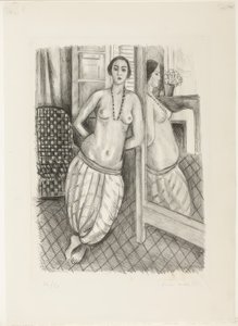 Odaliska w pasiastych spodniach, odbita w lustrze autorstwa Henri Matisse