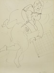 Odaliski z szachownicą, ok. 1928 (pióro i czarny tusz na papierze) autorstwa Henri Matisse