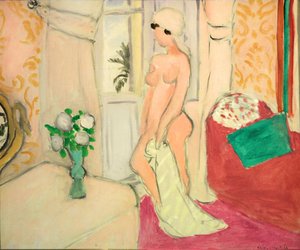 Różowy akt lub Młoda dziewczyna z wazonem kwiatów, ok. 1920 (olej na płótnie) autorstwa Henri Matisse