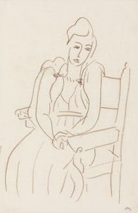 Siedząca kobieta (brązowa kredka woskowa na papierze) autorstwa Henri Matisse