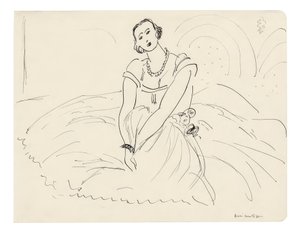 Siedząca kobieta w sukience z pełną spódnicą autorstwa Henri Matisse
