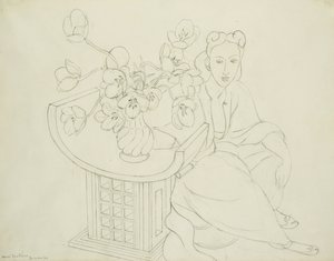 Siedząca kobieta z wazonem z tulipanem autorstwa Henri Matisse