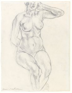 Akt siedzący, ok. 1918 (grafit i czarna kreda na papierze) autorstwa Henri Matisse