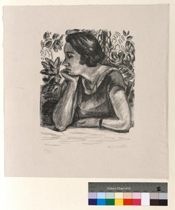 Twarz z profilu oparta na ramieniu, parawan w stylu Ludwika XIV autorstwa Henri Matisse