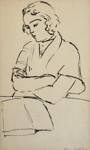 Kobieta czytająca, ok. 1922 (pióro i czarny tusz na papierze) autorstwa Henri Matisse